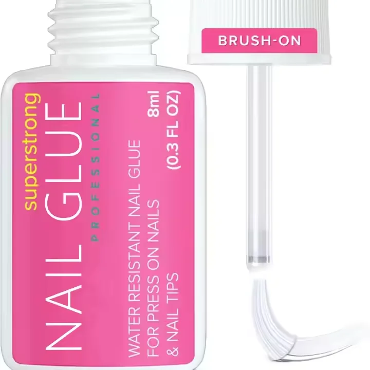 

Горячая новинка 2025: Прозрачный розовый клей для ногтей 8 мл, прочный и долговечный, с кисточкой, быстросохнущий, для нейл-арта