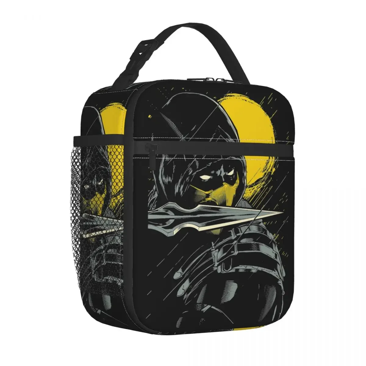 Mortal Kombat Scorpion Serieuze Ninja Geïsoleerde Lunchzakken Hoge Capaciteit Lunchcontainer Koeltas Tote Lunchbox Bento Buidel