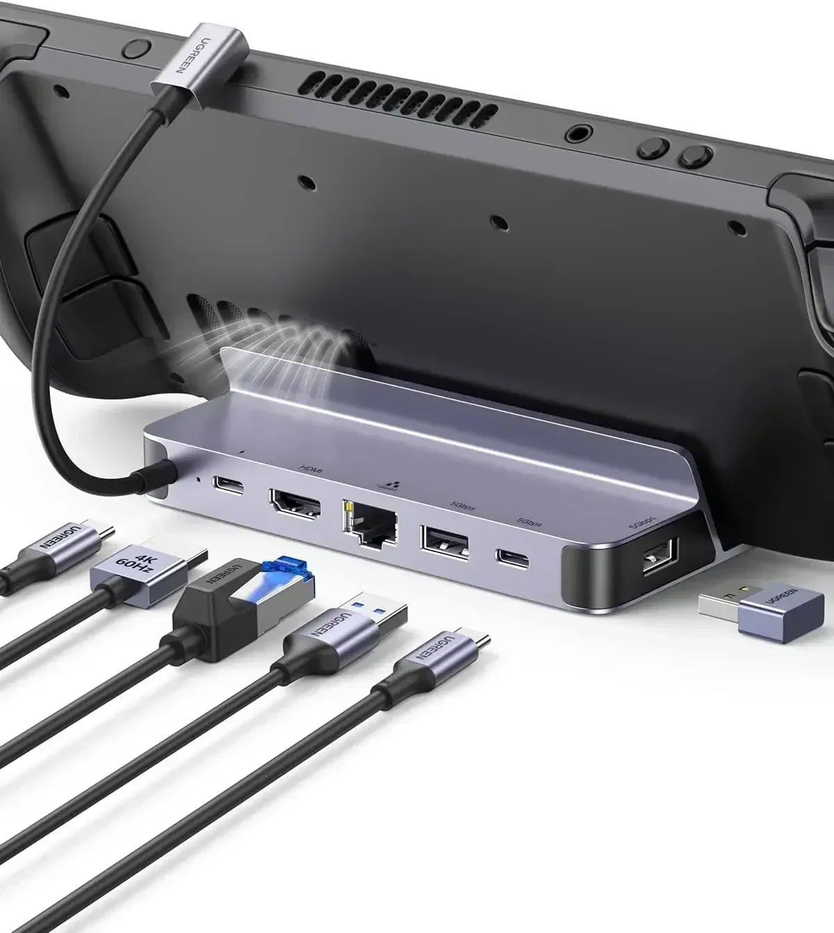 6-in-1 USB C Docking Station with 4K@60Hz HD-MI Gigabit Ethernet PD 100W Charging  Deck Stand