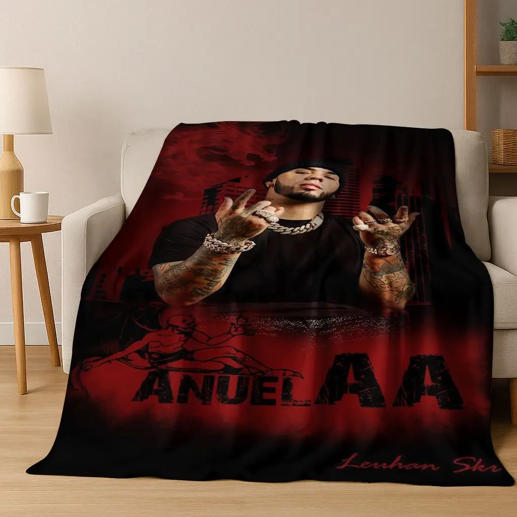 Free Anuel AA Rapper Hip Hop Singer Star Flannel Blanket Soft Warm Throw Blanket for Bedroom Living Room Bed Camping Picnic Gift