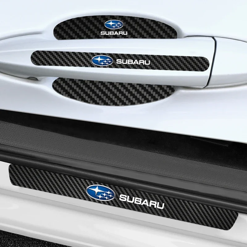 شريط عتبة السيارة مع وعاء مقبض الباب ملصقات واقية للخدش لسوبارو امبريزا فورستر تريبيكا WRX Outback #4
