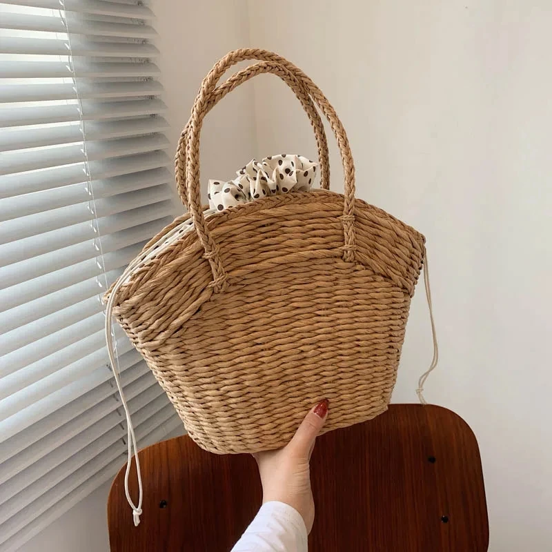 Large Capacity Female Bohemian Beach Handbag Rattan Wicker Straw Tote Bag Casual Travel Fashion Shoulder Basket Bolsos