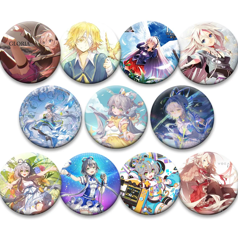 Oliver,IA,Luo Tianyi Comic Badge Cute Anime Characters Lapel Pins 58mm Round Brooch for Backpack Clothes Accessorie Jewelry Gift