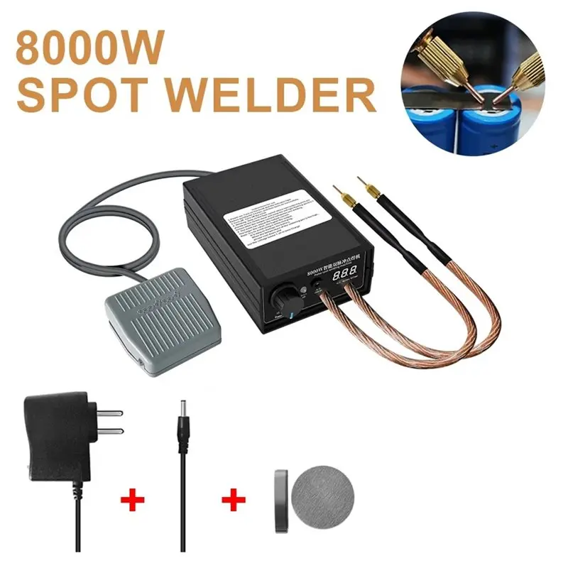 【HOUSEHOLD GOODS】EU Plug 8000W High-Power 18650 Battery Pack Spot Welder Machine Kit Portable Welding Tool 0.2MM Nickel Strip
