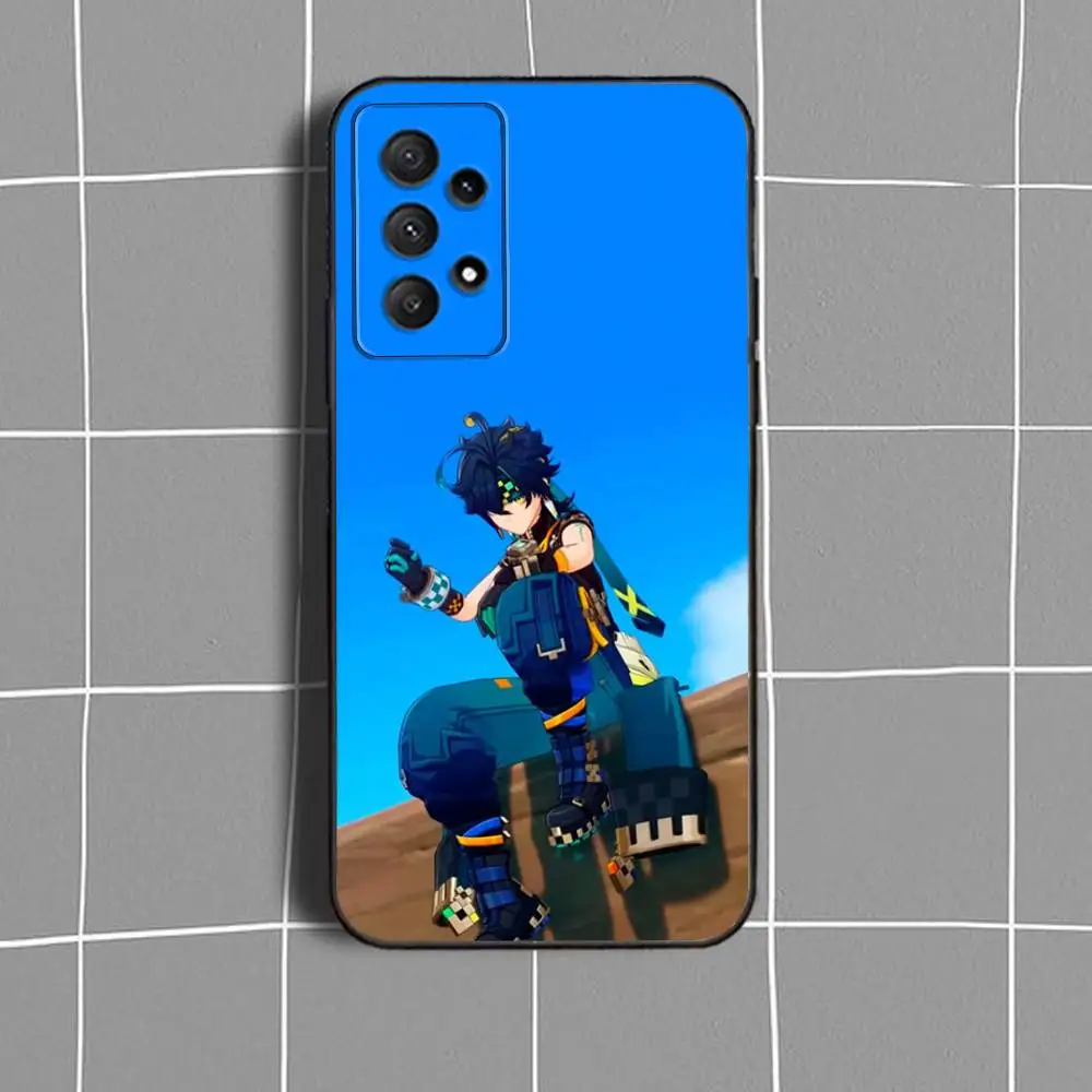 حافظة هاتف K-Kinich Genshin ImpactS لهاتف سامسونج جالاكسي A73,31,32,72,41,53,52,71,22,5G,Note,J7,8,9 غطاء أسود ناعم