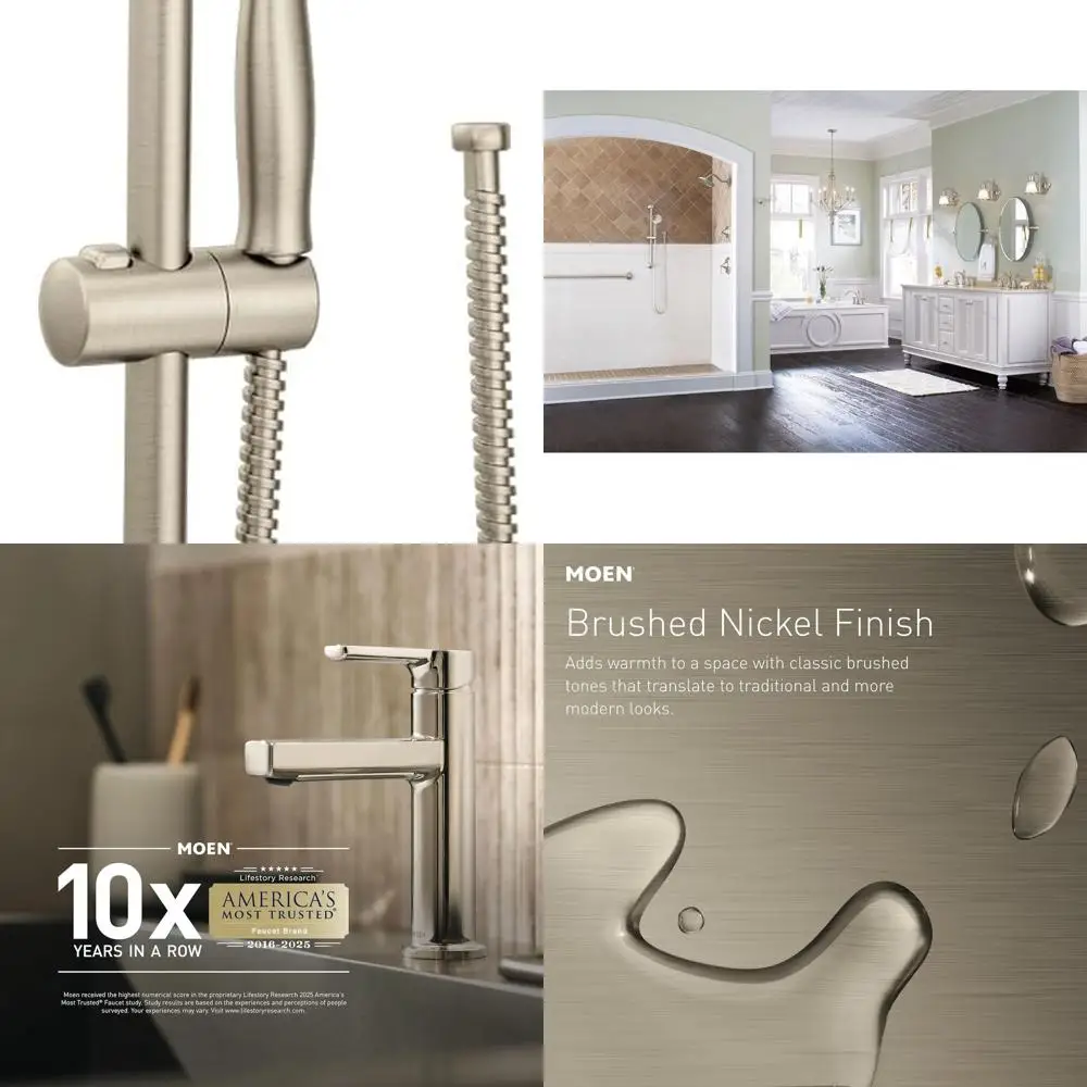 

Single Function Brushed Nickel Showerhead with 69 Hose and 24 Slide Bar, 3668EPBN