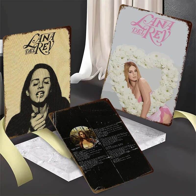 Lana Del Rey Hot Pop Singer Tinplate Posters Customizable Wall Art Retro Vintage Metal Signs for Modern Home Decoration Luxury