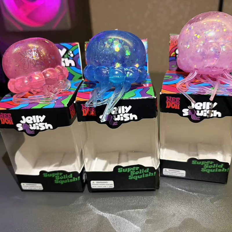 

New Needoh Fuzz Ball Jellyfish Squishy Squeeze Sensory Toy Random Color Soft Stress Relief Toy Cute Relaxing