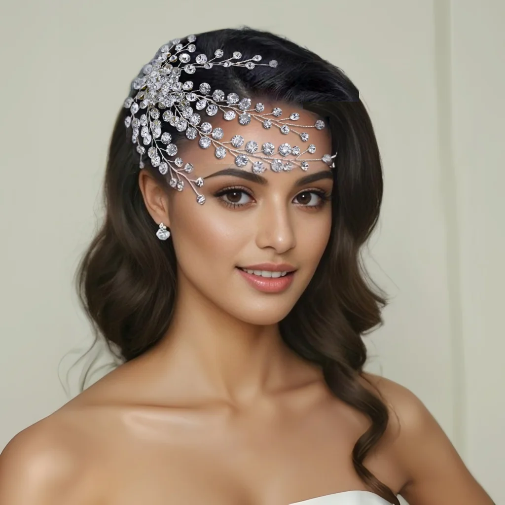 Elegant Rhinestone Bridal Side Hair Comb Women Wedding Hair Piece Bride Colorful Crystal Headband Girls Party Accessories HP590