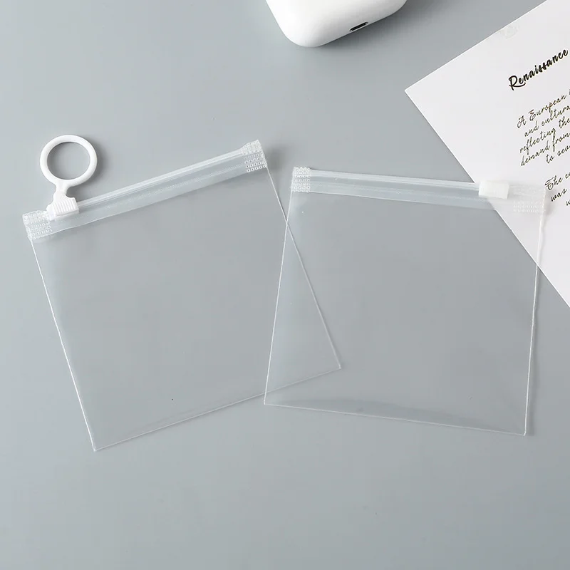 100/300Pcs 11x10cm EVA Clear Bag Zippered Pull Tab Resealable Storage Packaging Travel Mini Packing Card Accessories