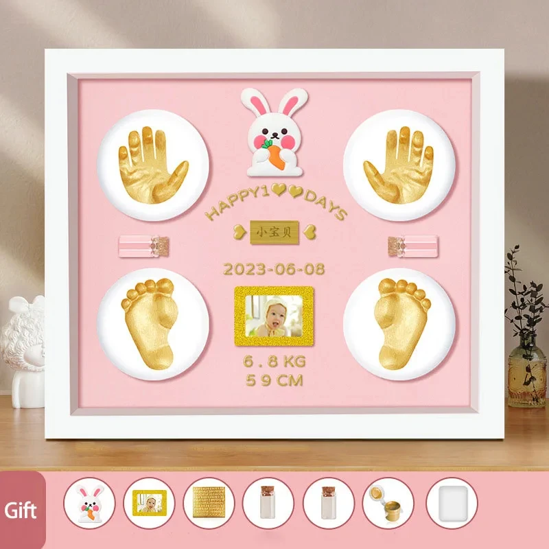 Hand-Foot Printing Mud Picture Frame For Newborn Baby Growth Memorial Props For Boys And Girls Studio Shooting Accessories