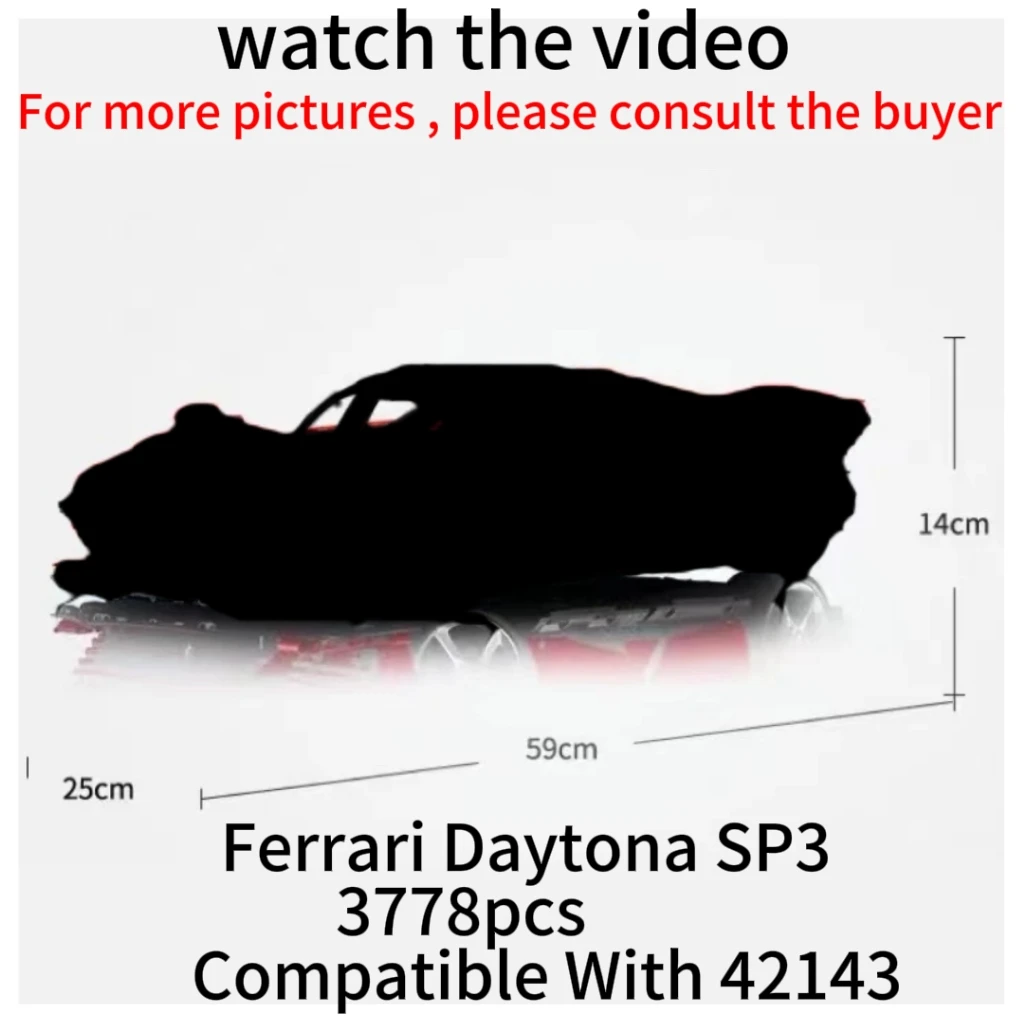 

3778PCS Ferraried Daytona SP3 42143 Supercar Model Building Block Toy For Boys Girls Christmas And Birthday Gifts