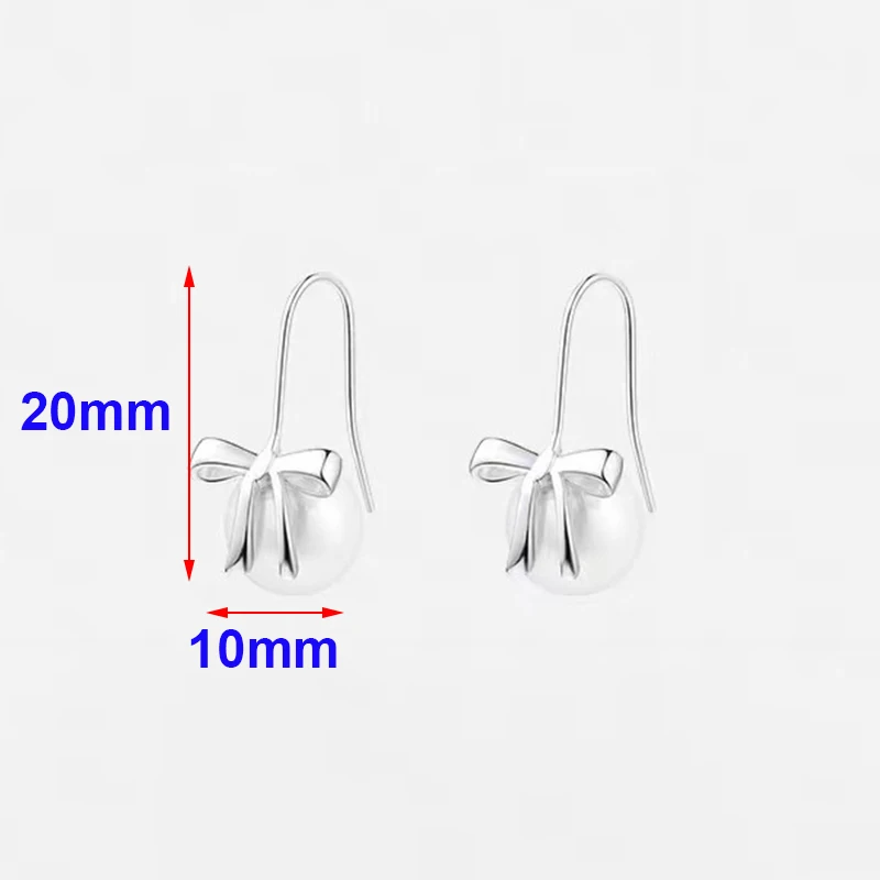 Real 925 Sterling Silver Bowknot Pearl Stud Earrings For Women Wedding Classic Fine Jewelry Light Luxury accessories view 2