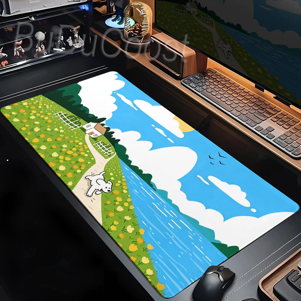 PC Healing Mouse Pad Landscape Game Keyboard Pad Anti-slip Desk Pad  Extended Dormitory Desk Computer Bedroom Office Decoration