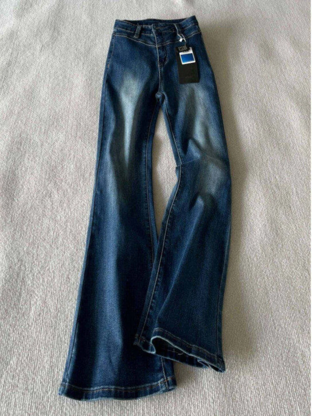 

Light Blue High Waist Flared Jeans ex Spring Cleanfit American High Street Slim Wide Leg Long Pants Youth Faion