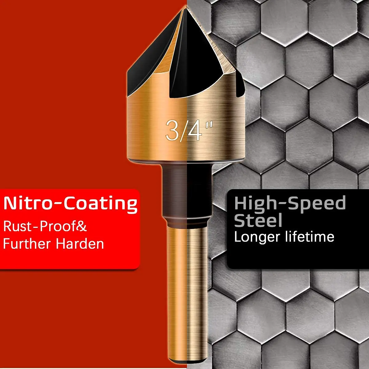 5pcs HSS 1/4" Hex Shank M2 82 Degree Point Angle Chamfer Countersink Drill Bit Set Flute Wood Chamfering Cutter 6mm-19mm