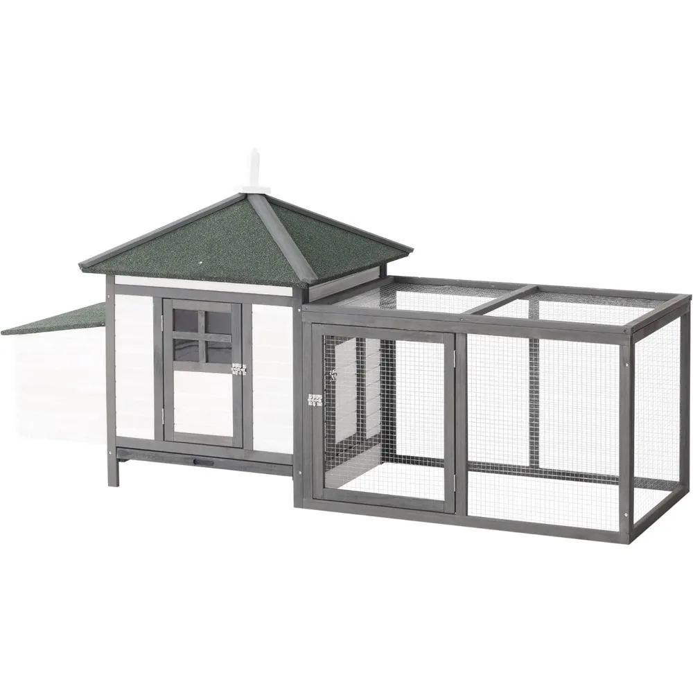 

77" Large Chicken Coop for 4-6 Chickens,Wooden Chicken Coop with Nesting Box and Ramp,Outdoor Chickens House with Removable Tray