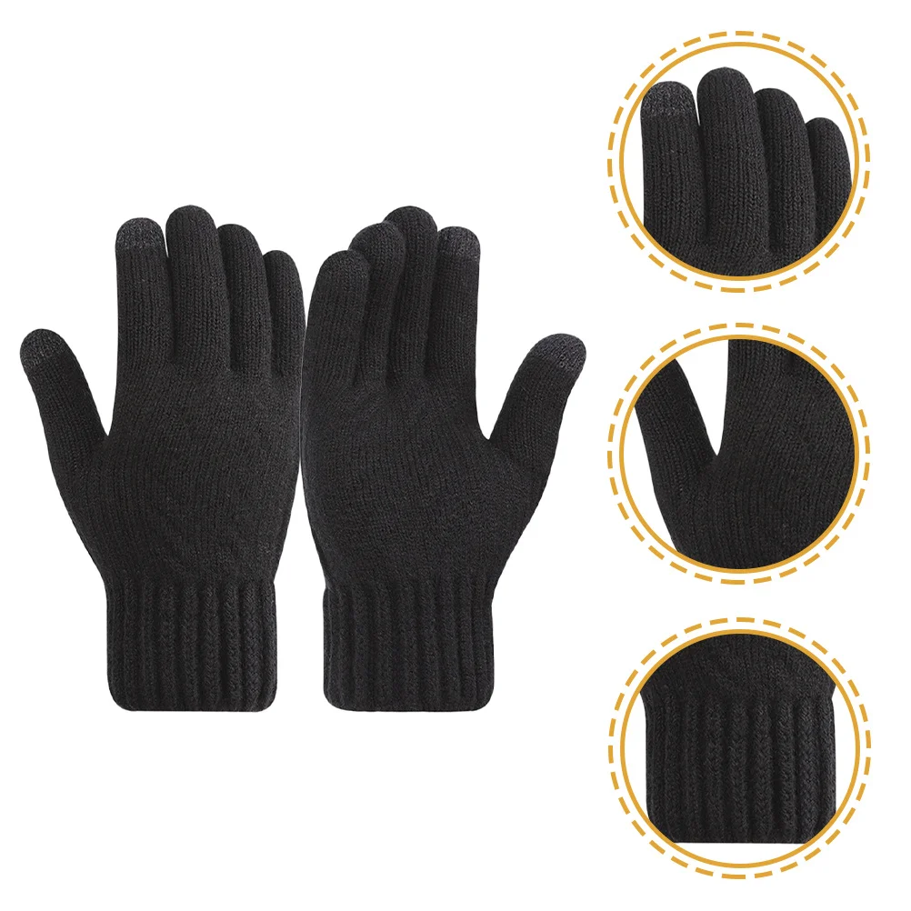 

1Pair Thickened Wool Gloves for Men Premium Warm Winter Gloves Smooth Sewing for Outdoor Sports Comfortable Wear-Resistant