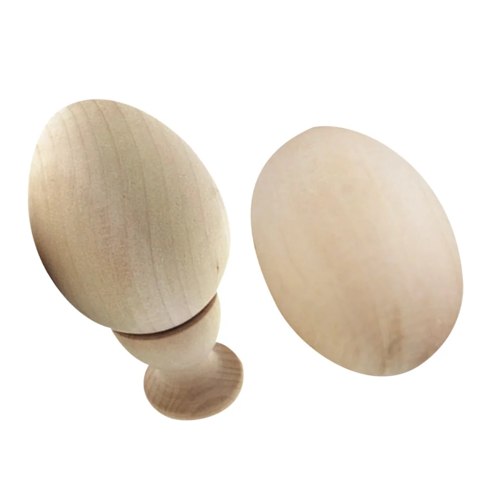 

2Sets Wooden Egg DIY Painting Craft Educational Hand-Painted Wood Egg Decorations Creative DIY Hand Drawing Wood Decors for Kids