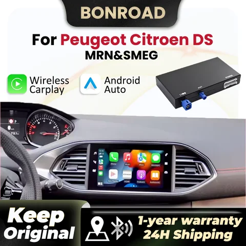 Bonroad Wireless Carplay Android Auto Decoder For Peugeot Citroen SMEG MRN Picasso C4 C5 DS4 DS3 308 508 208 3008 Mirror Link BT