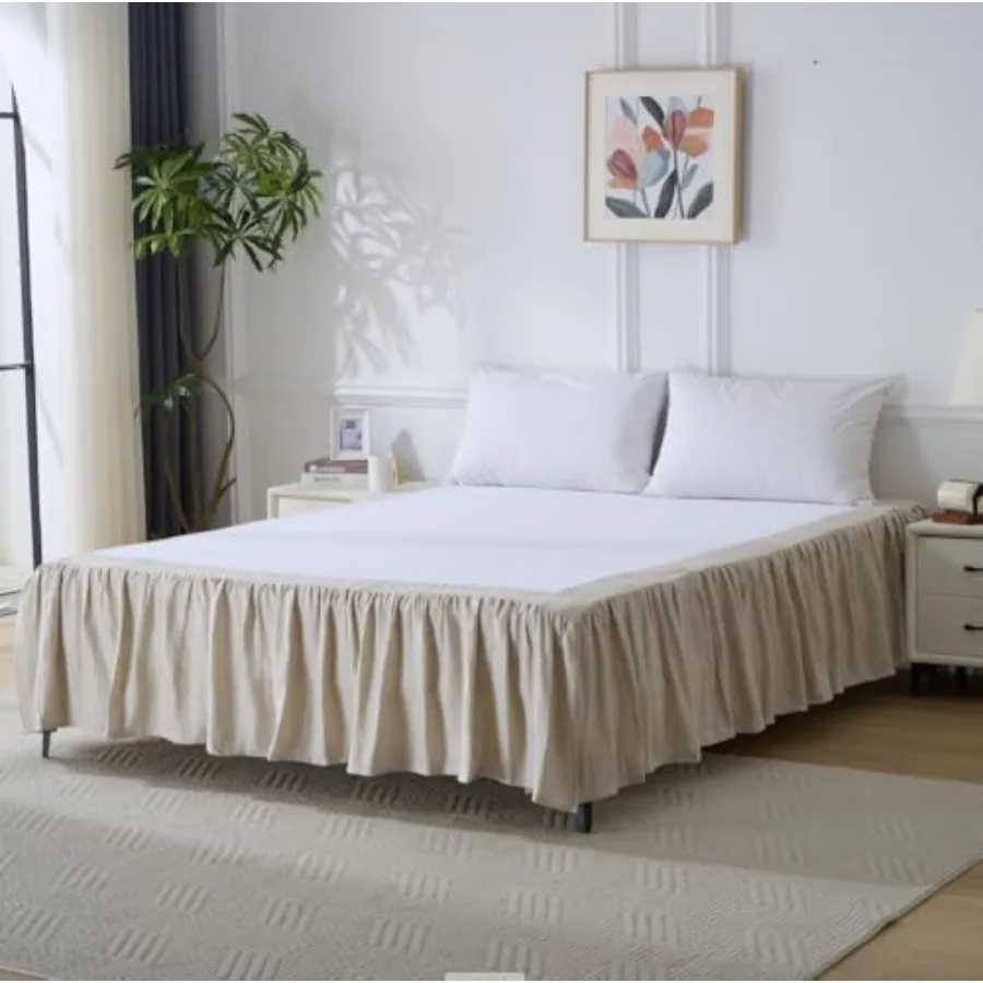 

Наматрасник из стираного французского трикотажа с оборками, 6-слойный, размер 60" (Ш) x 80" (Д), мягкий, в елочку, натурального цвета