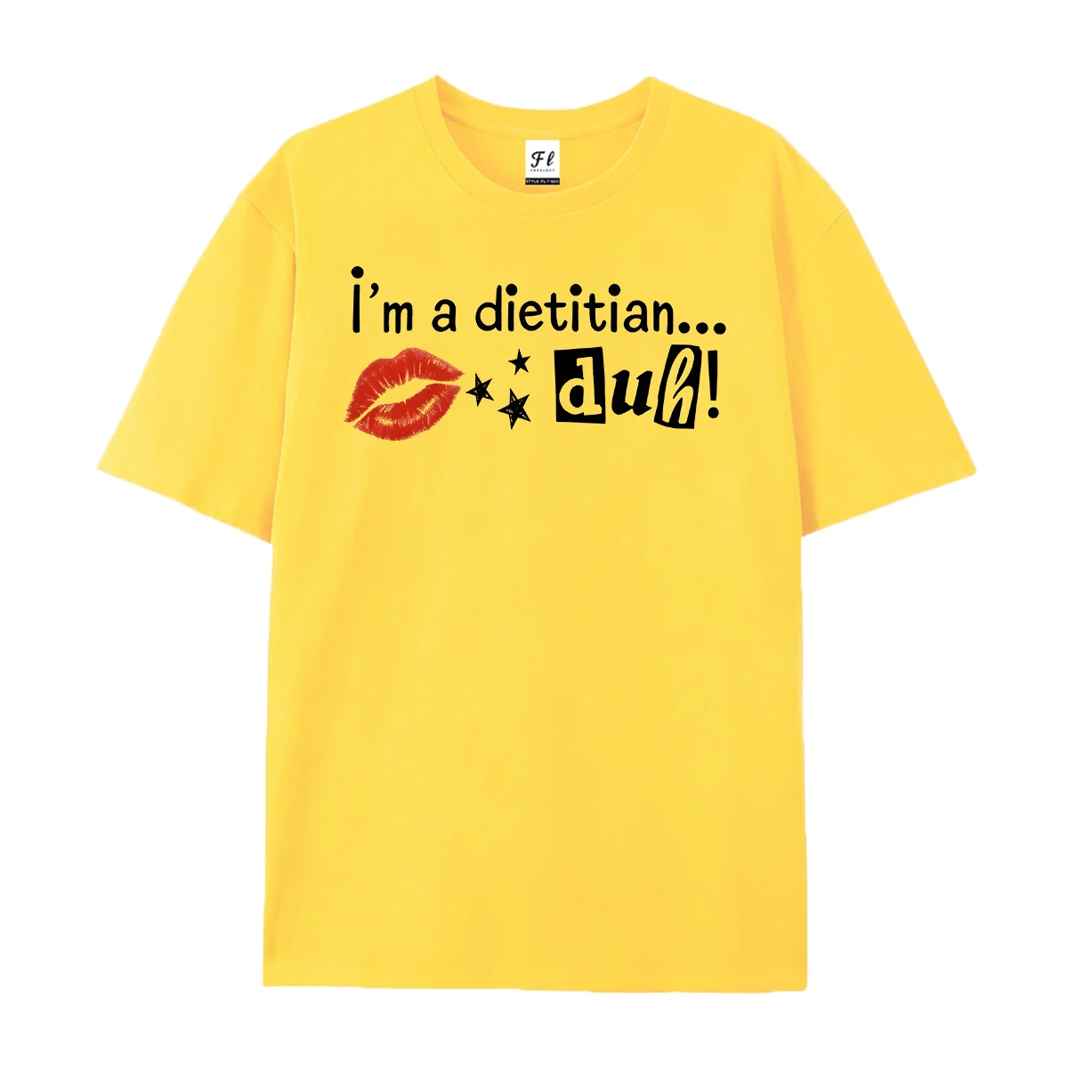 Dietitian Humor Lips Stars Graphic T‑Shirt I'm a Dietitian Duh Funny Nutritionist Quote Print Short Sleeve Top Unisex Wear