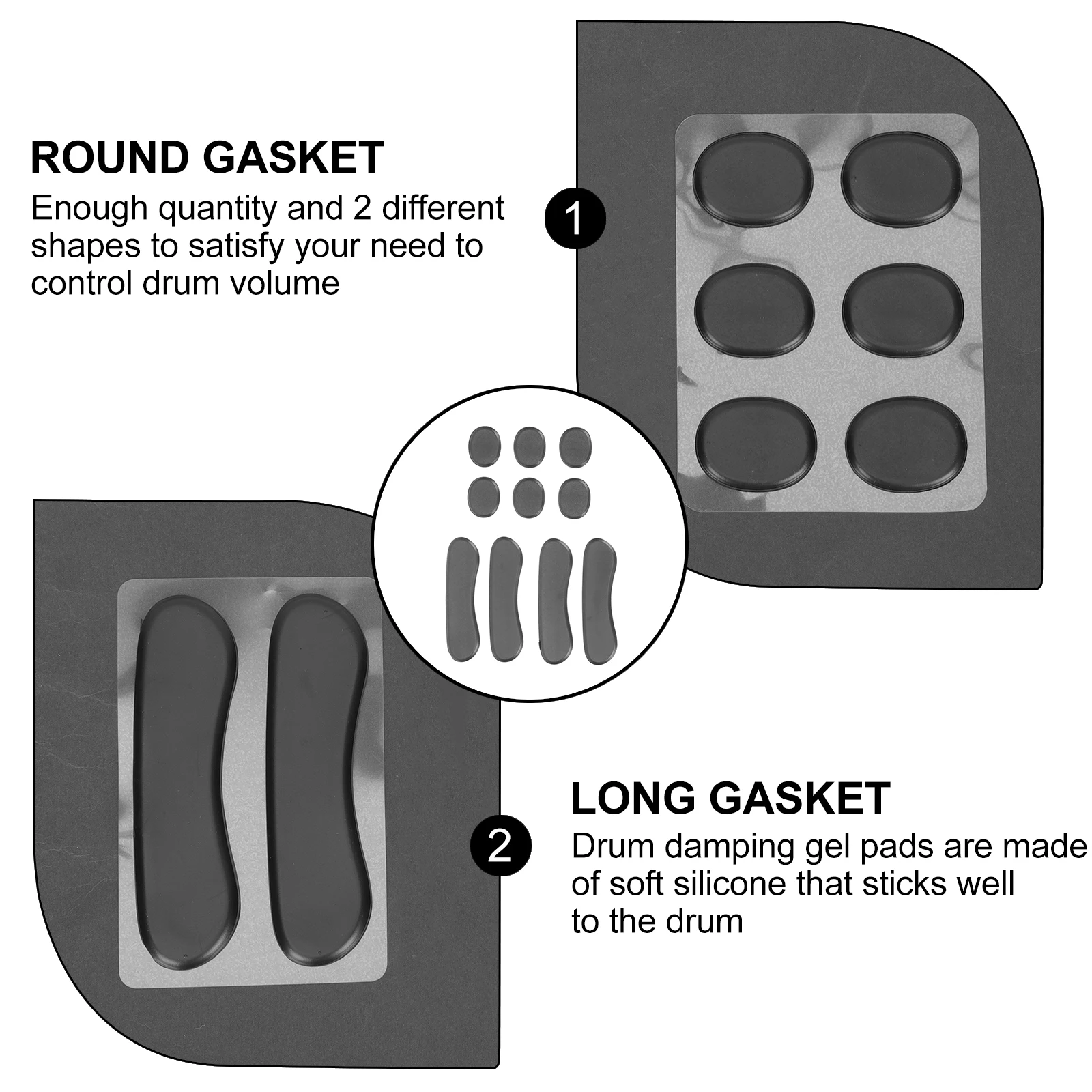 

10pcs Mute Pads Drum Dampeners Practice Silence Adjustable Installation Compatible Drum Set Percussion Instruments Reducing