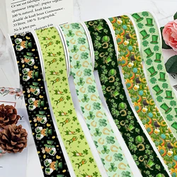 St. Patrick 's Day Green Designs Printed Grosgrain Satin Ribbon for Gift Wrapping Hair Bow Craft Accessory 50 Yards