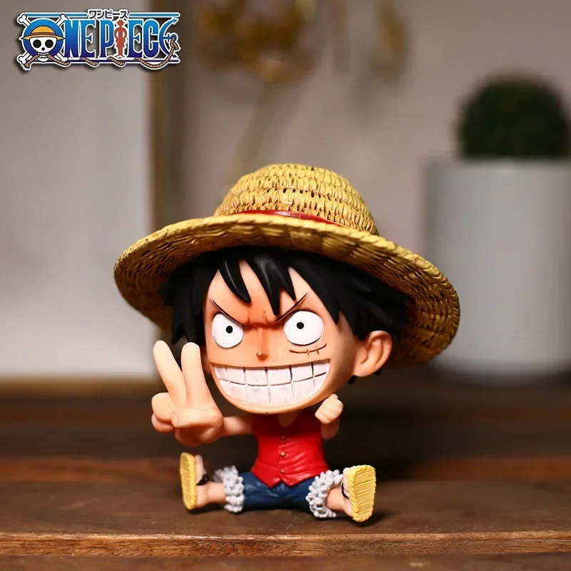 One Piece Anime Handheld Action Figures para Crianças, Luffy, Zoro, Sanji, Q Version, Modelo de Brinquedos, Desktop Ornamentos, Presentes de Aniversário