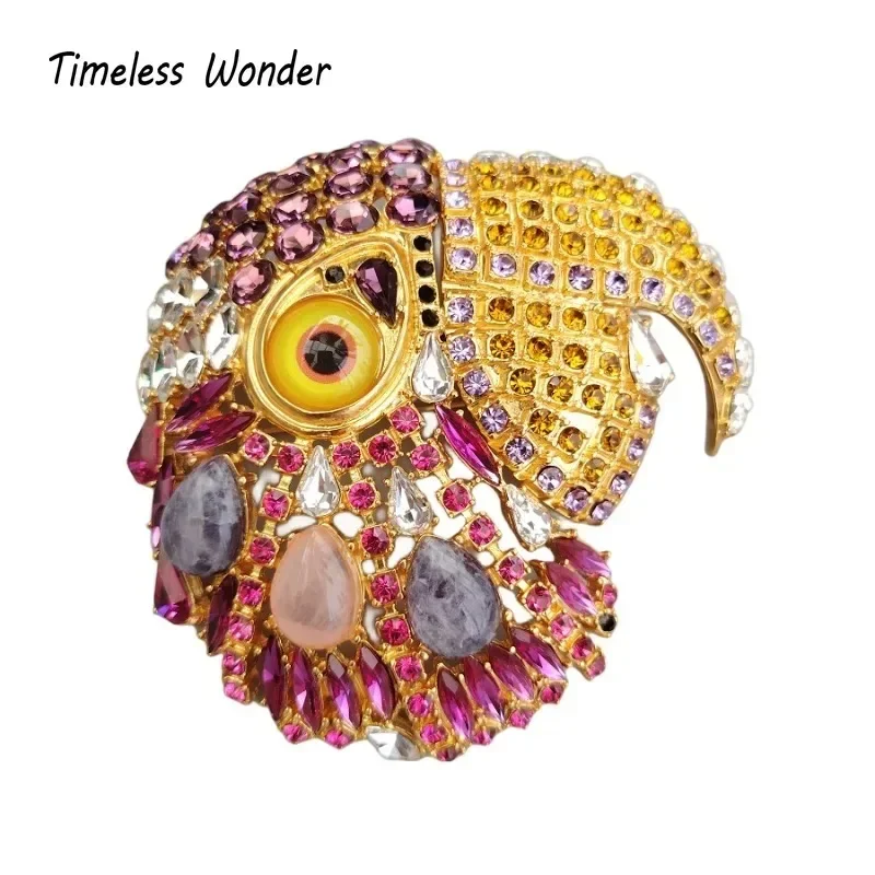 

Timeless Wonder Fancy XL Zircon Geo Parrot Brooch Pins for Women Designer Jewelry Runway Rare Top Punk Luxury Brand Heavy 4526