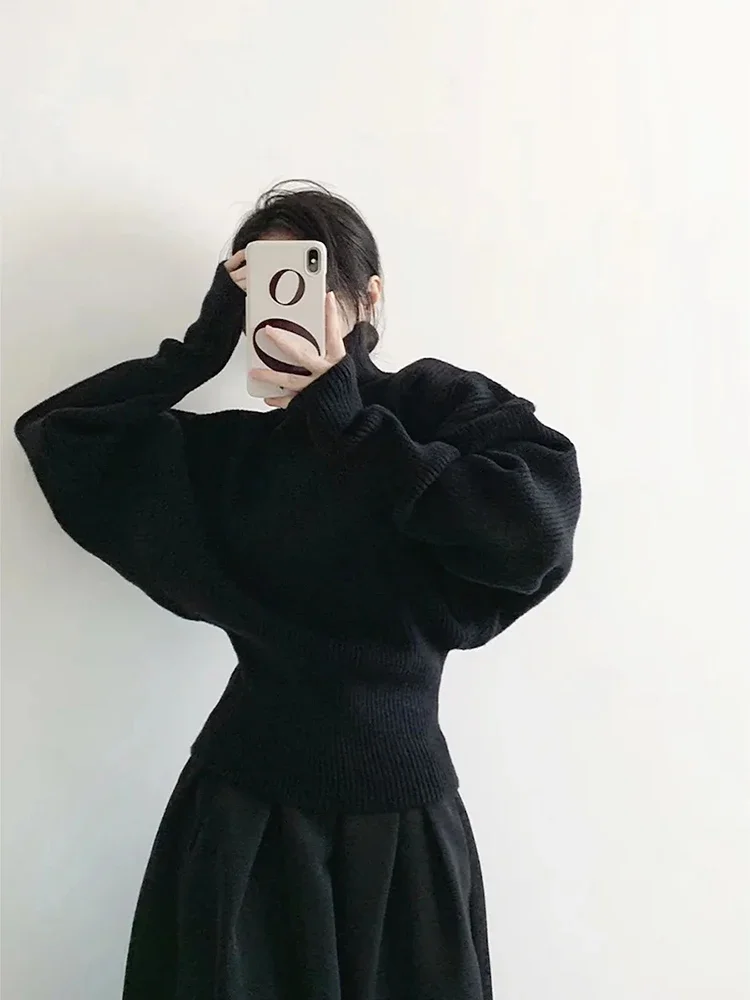 เสื้อสเวตเตอร์คอเต่าผู้หญิงสไตล์เกาหลี แบบหลวม สบายๆ แนววินเทจ แขนยาว เหมาะสำหรับฤดูใบไม้ผลิและฤดูใบไม้ร่วง สไตล์ลำลอง Y2k