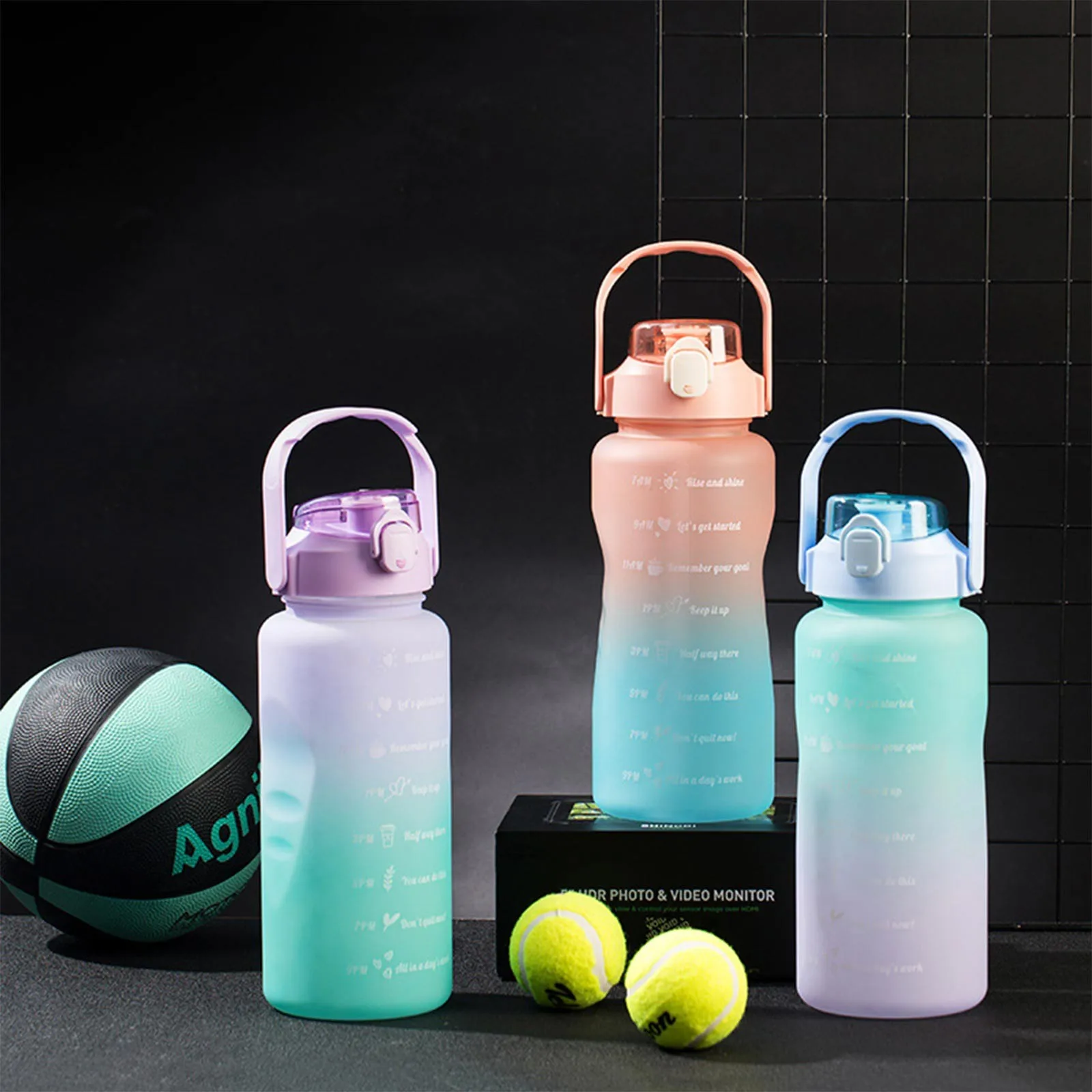 

2l Water Bottle Sports Cup With Inspirational Time Mark And Removable Filter Is Suitable For Fitness And Outdoor Transportation