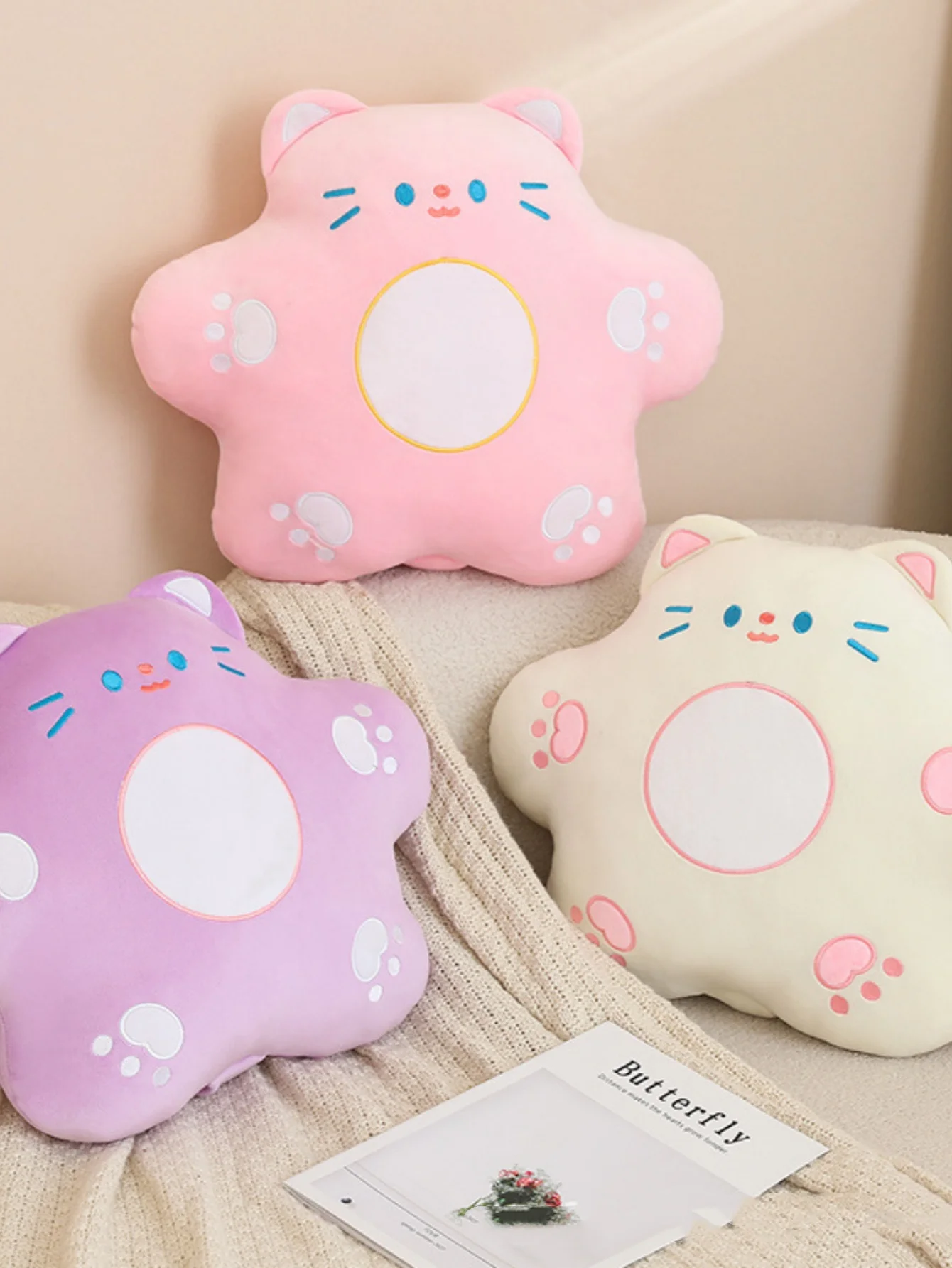 Creatieve bloemen kat lendensteun schattig kantoor kat kussen bank bloem kussen bloem knuffels