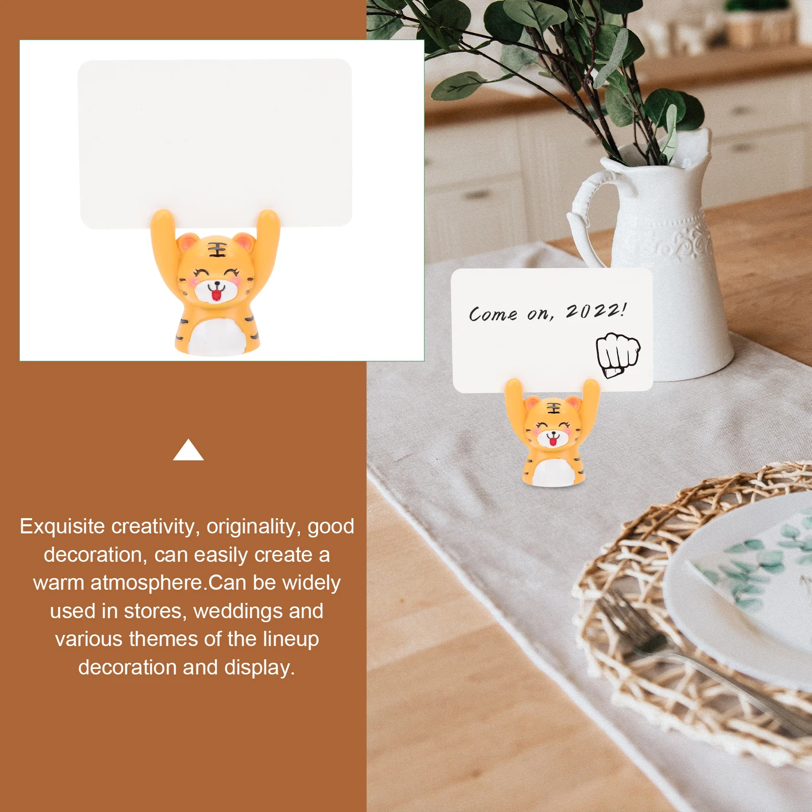 

2 Sets Shaped Resin Ornament Desktop Decoration Home Office Festival Year Adornment With Wish Cards Small Tiger Indoor Statues