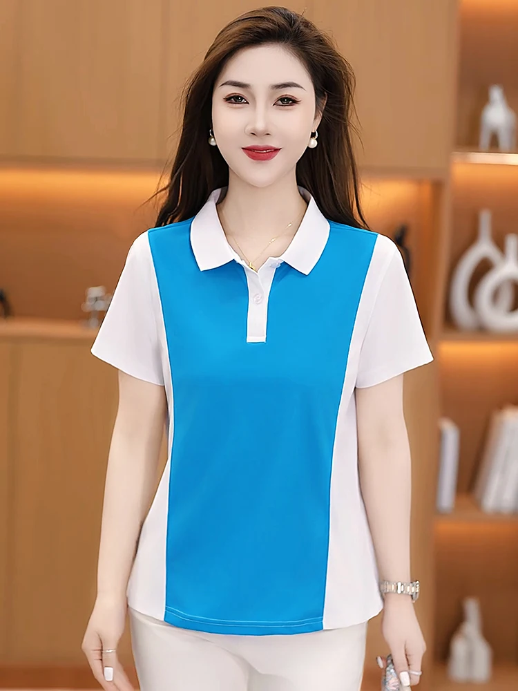 

Color Blo ort Sve irt Women's Loose Fit Spor Top Cooling Feeling Mom's Clothing Qui Dry Casual Wear