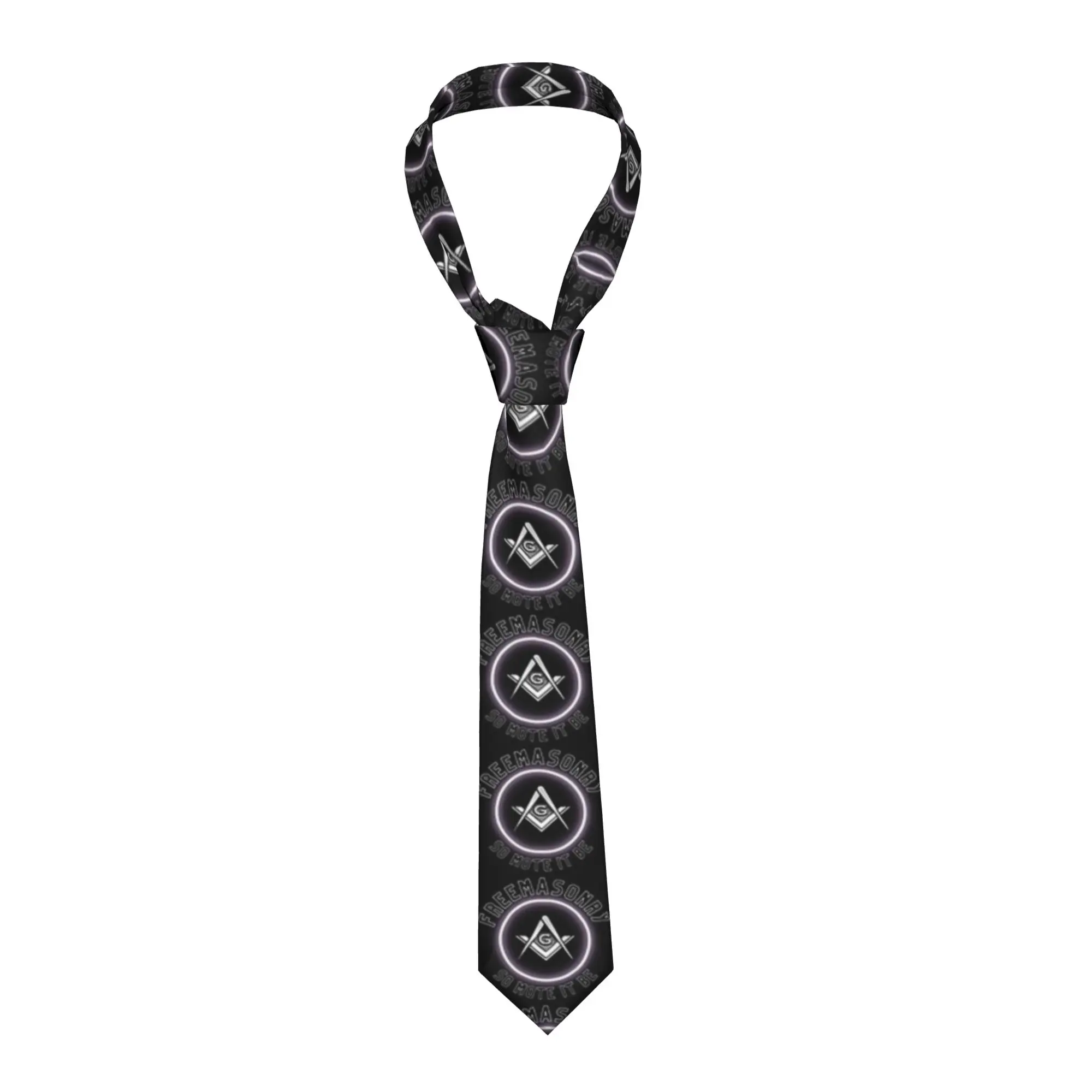 Masonic Freemasonry Symbol Tie Freemason Graphic Neck Ties Elegant Collar Tie Men Wedding Party Necktie Accessories