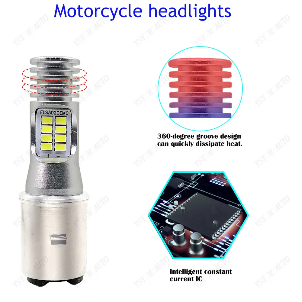 1PCS H4 LED Moto H6 BA20D P15D LED Motorcycle Headlight Bulbs 6000K Hi Lo Lamp DC AC 10V-60V Motorbike Scooter Running Light