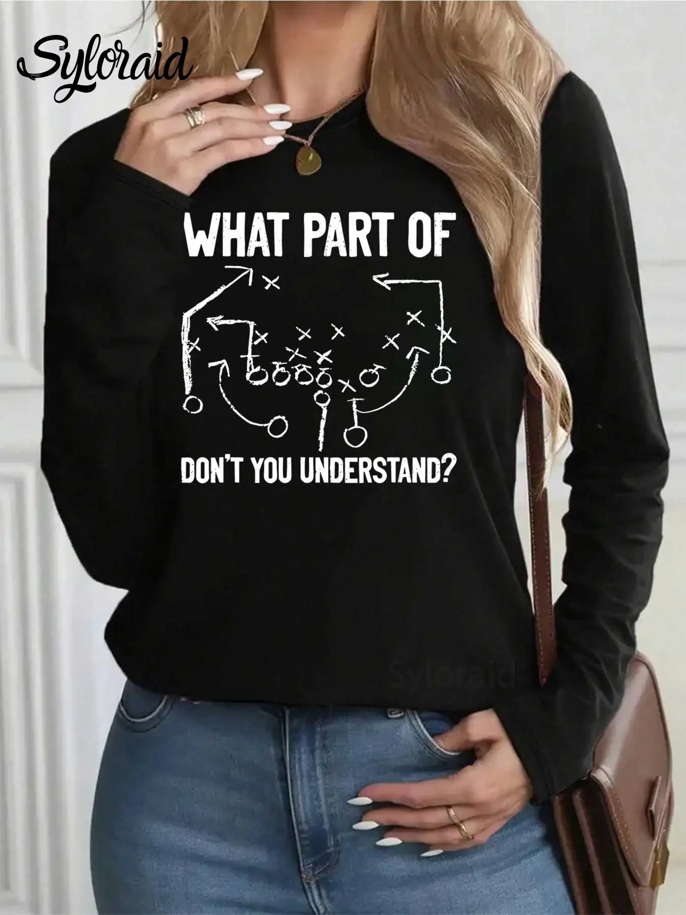 Dames T-shirt met lange mouwen Voetbalspel T-shirt Wat deel van begrijp je niet Shirt Mode Ronde hals Casual top