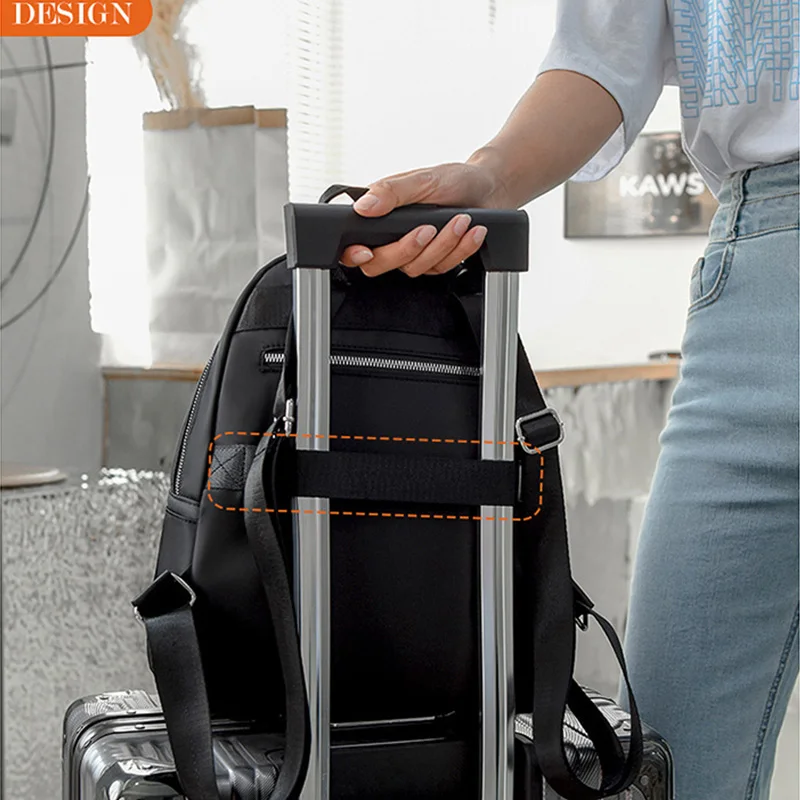 Zaino da viaggio Softback da donna con doppia spalla Zaini neri solidi per giovani adolescenti Borse da scuola casual stile preppy in tessuto Oxford