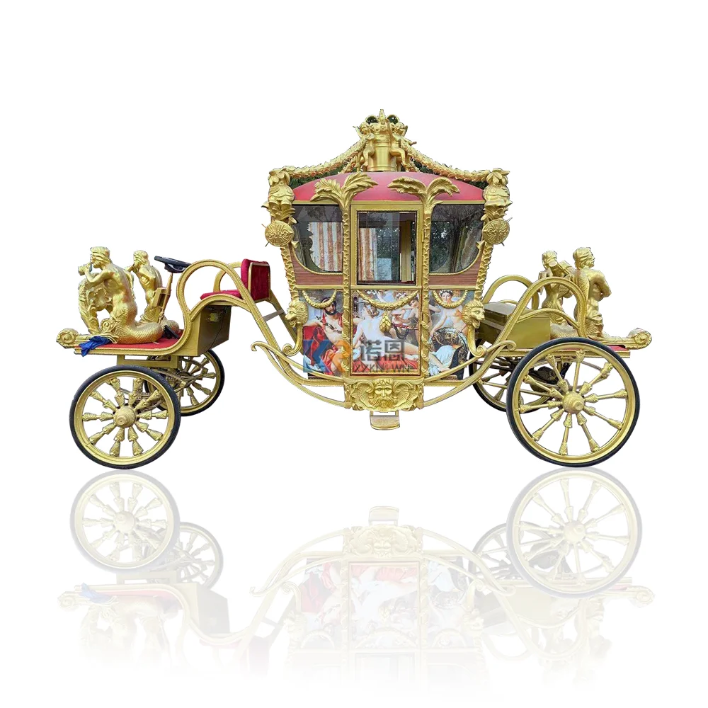 2024 Marathon Horse Carriage For Horse Clydesdale Carriage Electric Princess Horse Carriage Sightseeing Horse Carriage Wagon