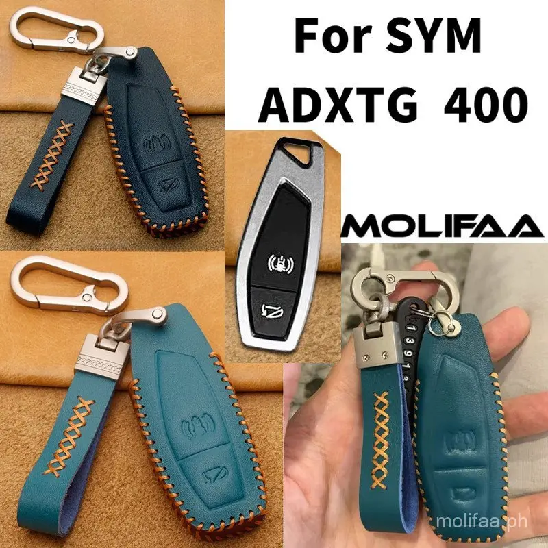 

For SYM ADXTG 400 Motorcycle Pu Leather Remote Control Key Protection Cover Keychains Buckle Chain Case Accessories