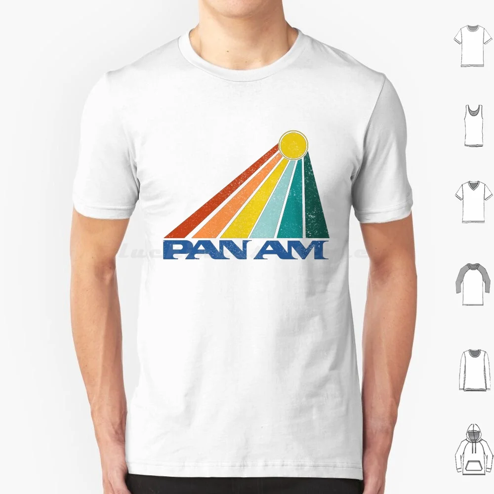 Pan Am Sunset Logo White Distressed Rainbow Sunbeam T Shirt 6Xl Cotton Cool Tee Panam Pan Am Pan American Paa Pan American