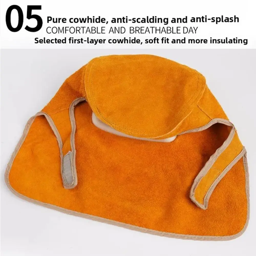 

Маска для сварочного шлема с открытыми линзами, прочный удобный кожаный сварочный капюшон, огнестойкий, поглощающий пот