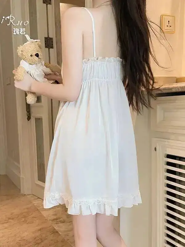 Sexy Women's Dress Deep V Hot With Chest Pads Pure Desire Smooth Satin Bowknot Dress Backless Deep V Suspenders Sleeveless 9SY2