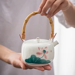 Hand-painted Japanese Style Lifting Pot Tea Pot Kung Fu Tea Set With Filter Coarse Ceramic Purple Clay Pot Ceramic Tea Pot Puer