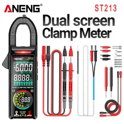 ANENG ST213 smart digital clamp meter DC/AC multimeter current reverse screen dual screen display non-contact test tool