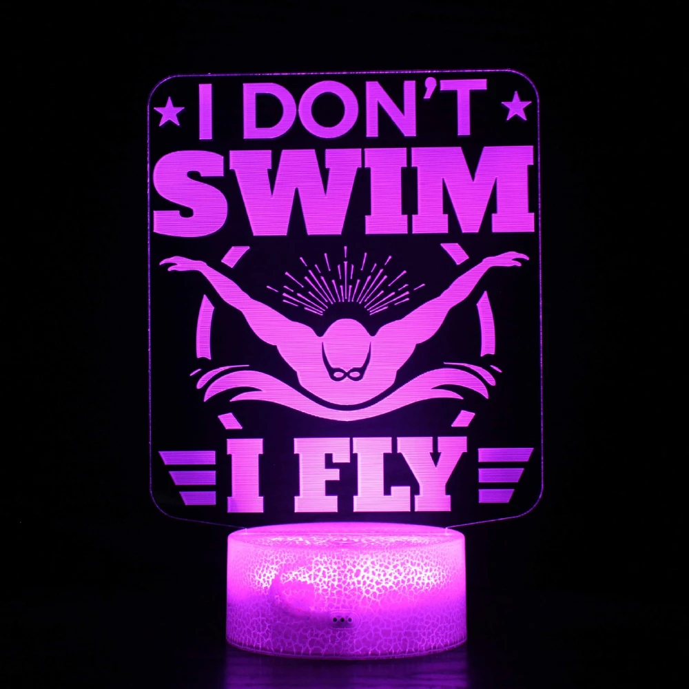 Swim Night Light LED 3D Illusion Lamp 7 Colors Changing Room Decor Birthday Christmas Gifts for Swimmers Girls Men Boy Kids