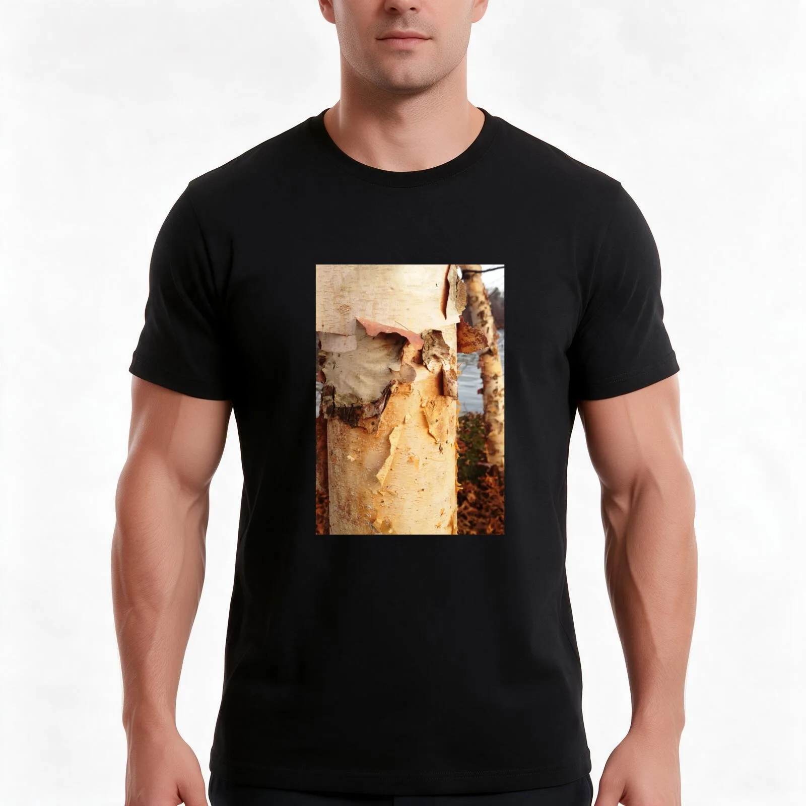 Birch bark T-Shirt Summer Casual Cotton Tee Oversized Streetwear Tops Vintage Graphic Print Loose Fit Short Sleeve