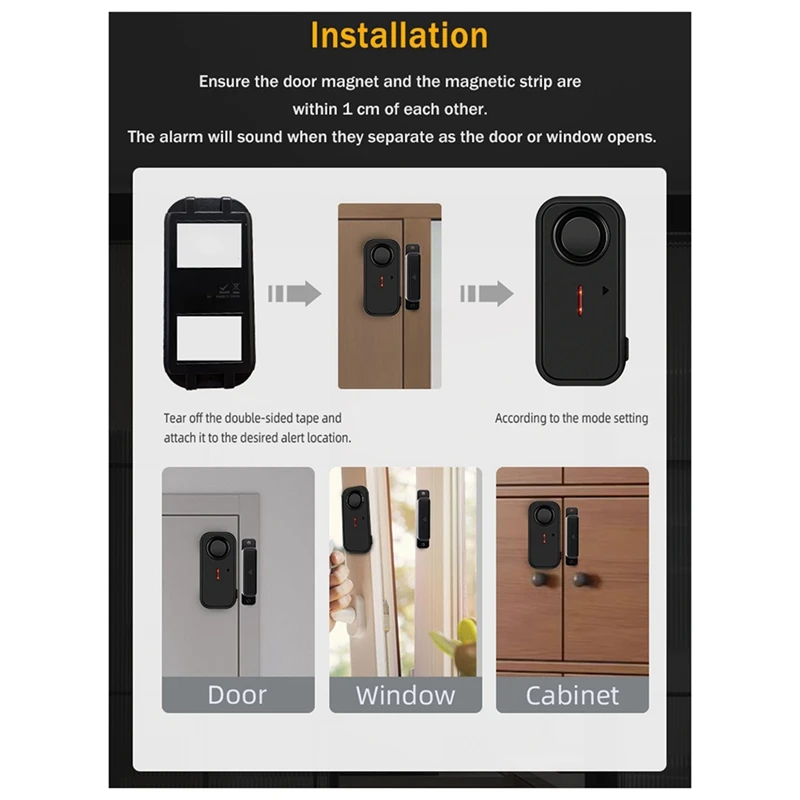 Door Window Burglar Alarm Sensor Wireless Remote Control Anti-Theft Alarm System Kit Home Security Door Open Detector