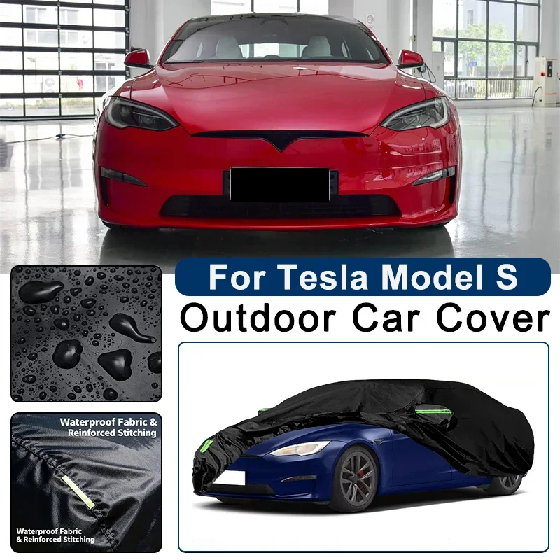 

Outdoor Car Cover Waterproof Dustproof UV Sun Protection, Full Car Protector Exterior Accessories For Tesla Model S 2012-2026